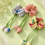 Floral Satin Tulip Hair Scrunchie