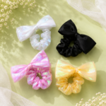 Glossy Bow Hair Scrunchie