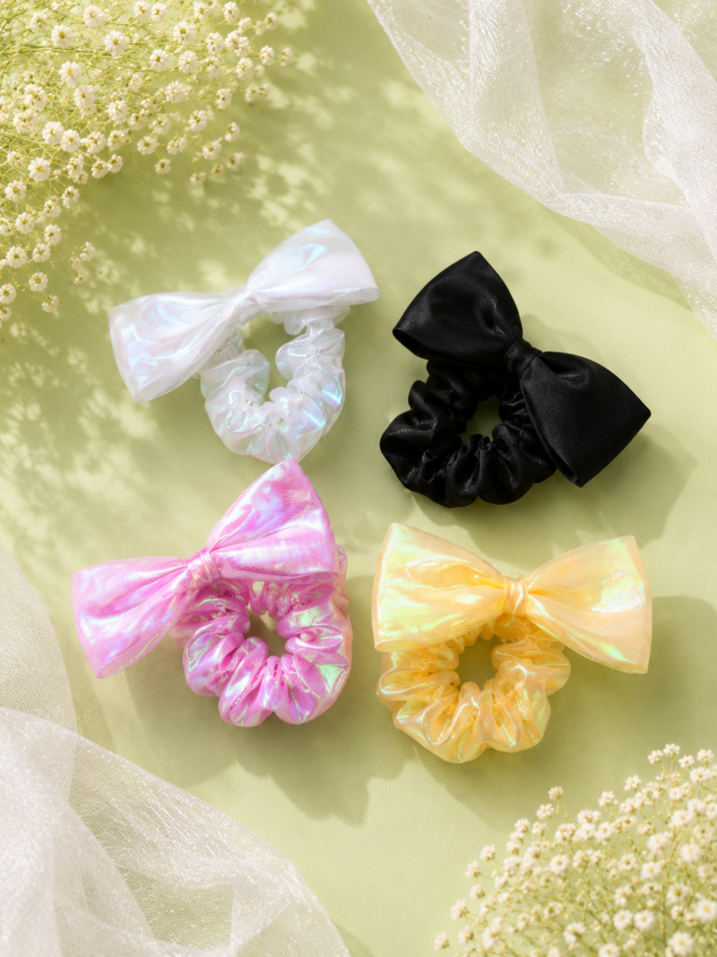 Glossy Bow Hair Scrunchie Glossy Bow Hair Scrunchie