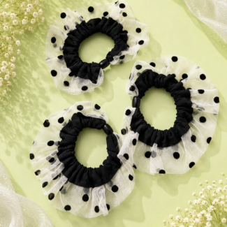 Polka Dot Mesh Hair Scrunchie