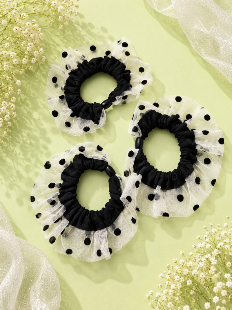 IMG_0969 Polka Dot Mesh Hair Scrunchie