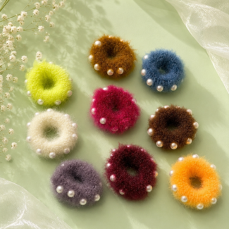 Pearl Fuzzy Hair Tie