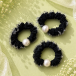 Pearl Ruffle Hair Scrunchie