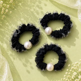 Pearl Ruffle Hair Scrunchie