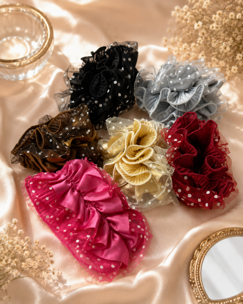 Polka Dot Frill Hair Scrunchie Polka Dot Frill Hair Scrunchie